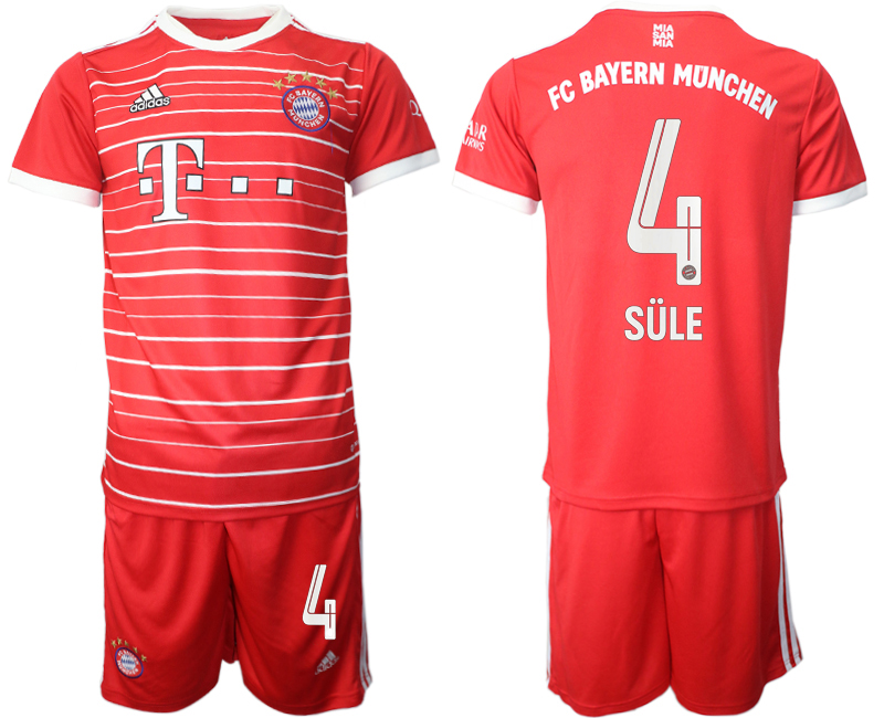 Men 2022-2023 Club Bayern Munich home Red 4 Adidas Soccer Jersey